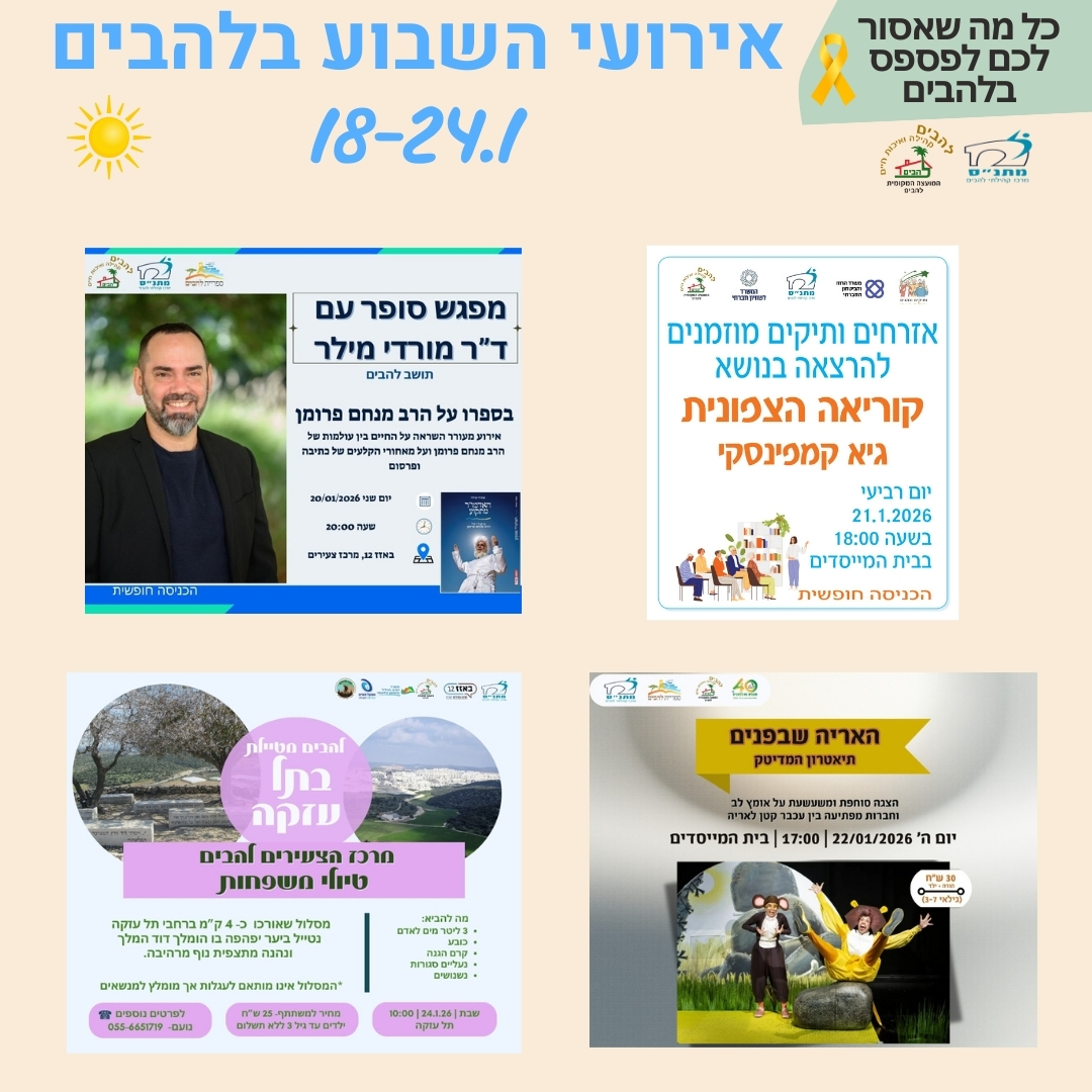 אירועי השבוע בלהבים 18-24.1.2026